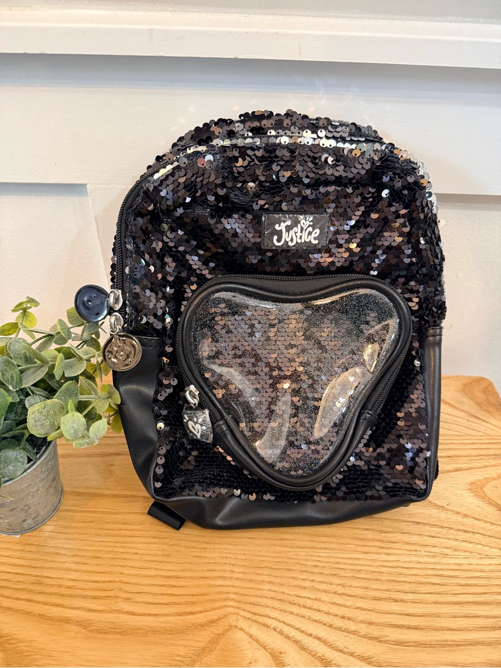 🌿2/$25 • Justice Black Sequin Backpack